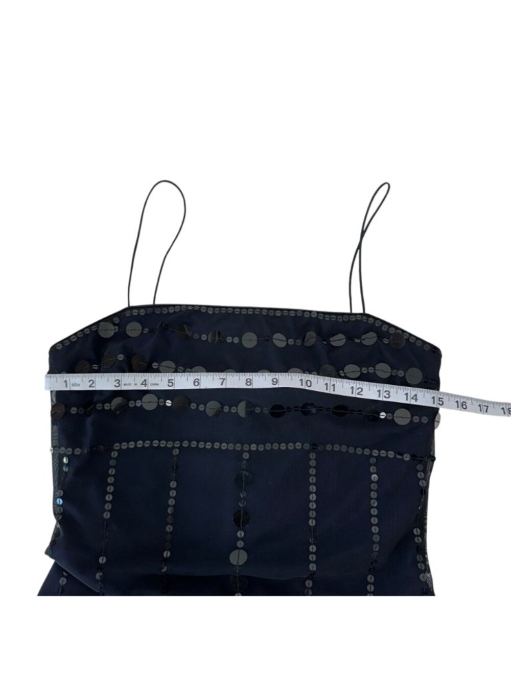 RIMINI By Shaw Vintage Black Sequined Spaghetti Strap Maxi Dress 6 Purple Lined - Picture 5 of 14